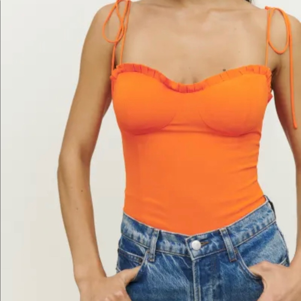 Reformation Novena Top in Citrus size 4